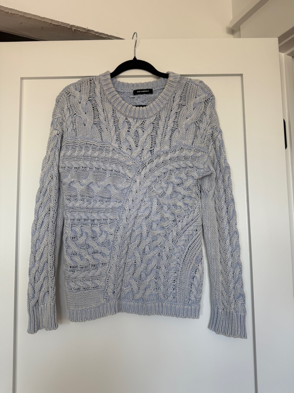 525 America Light Blue Cable Knit Sweater